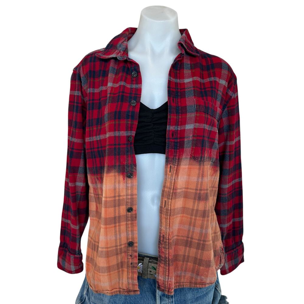 Montana State Bobcats Plaid Flannel Shirt MEDIUM Oversized Tailgate Football MSU - Picture 5 of 6